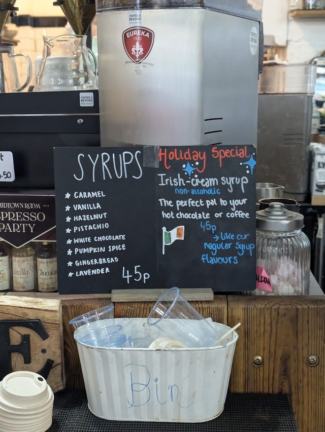 The coffee machine on the service counter
